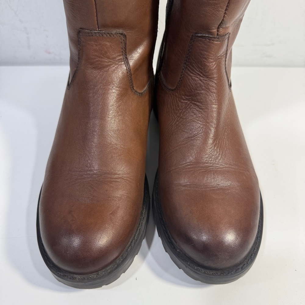 Dune London Knee High Tall Brown Zip Leather Riding Boots Women's Size 39 8 US - Picture 12 of 13